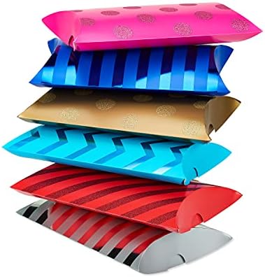 Caixas de presente de travesseiro americano de saudações, bolinhas multicoloridas brilhantes e listras