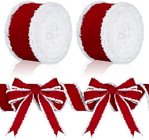 2 rolos fitas de veludo de natal fitas decorativas rolos artesanato fita de fita de fita diy fita fita de borda de borda para artesanato decoração de férias de Natal artesanal