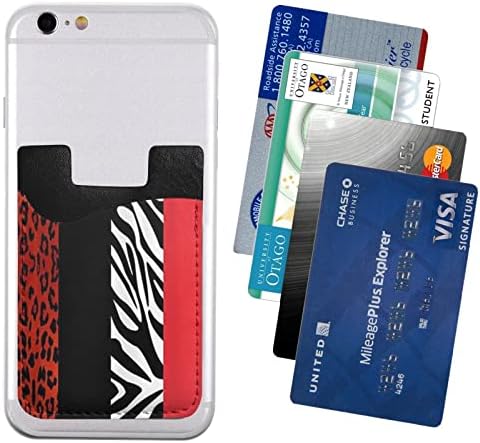 Red Leopard e Zebra Animal Phone Card Titular PU CARTO DE CARTO DE CARTO DE CARTO DE CARTÃO DE CASO