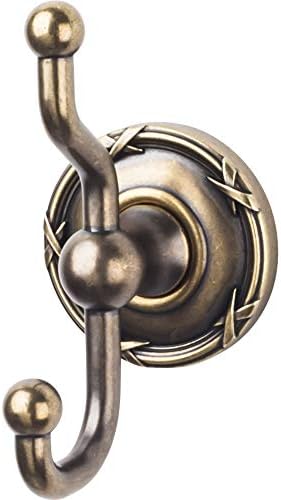 Top Knobs - ED2GBZE - Bath Double Hook - Alemão Bronze - Placa traseira da fita - coleção edwardiana