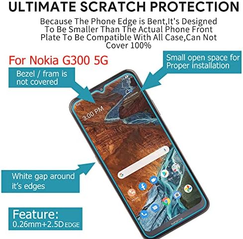 YTaland para o caso Nokia G300, com 2 x Protetor de tela de vidro temperado. Capa de telefone protetora de zagueiro