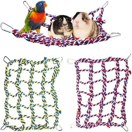 2 Pacote rede colorida de corda de pássaro, rede de escalada de ratos, rede pendurada na ponte