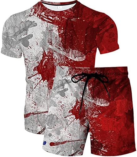 Shorts de motoqueiros gráficos para homens de verão casual 2 peças, camiseta masculina de luva curta de tie de