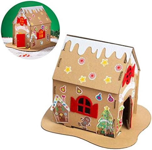 AMOSFUN Christmas Gingerbread Houses Lighted Cabin House Mini Cookie House Village Decor Handmade DIY Kits