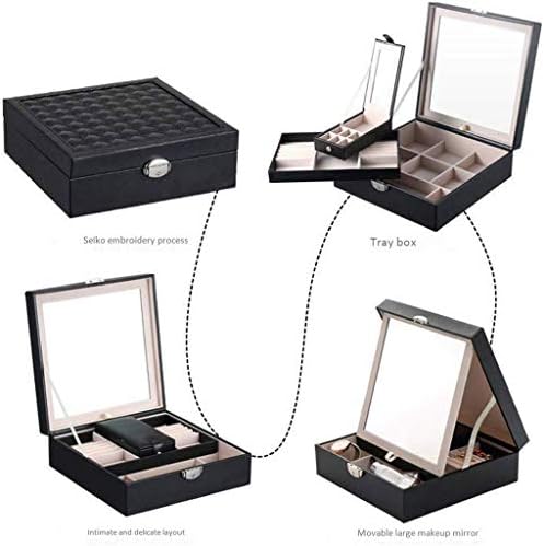 Caixa de jóias de couro UXZDX CuJux - caixa de armazenamento de jóias Caixa de armazenamento com brios acabamento