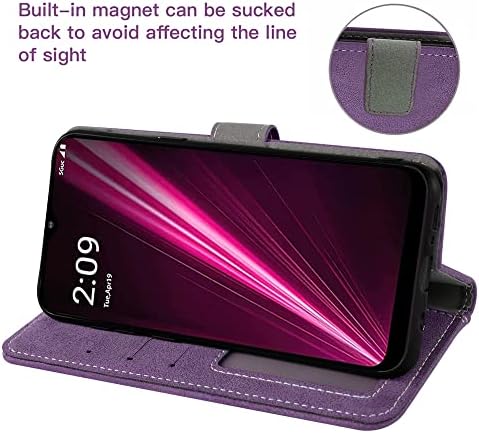 Compatível com T-Mobile Revvl 6 5G 2022 Caixa da carteira Temperada Protetor de vidro Protetor de flip line suporte