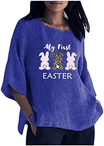 Tops do dia da Páscoa para mulheres, camiseta de presente impressa de coelho, camisetas gráficas