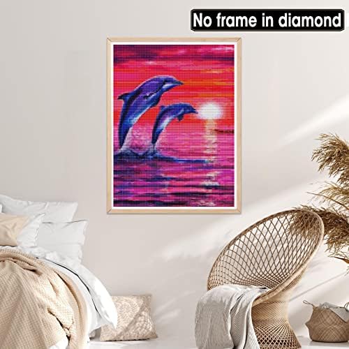 Kits de animais de pintura de diamante aiishow para adultos, golfinho broca completa diamante arte pintura