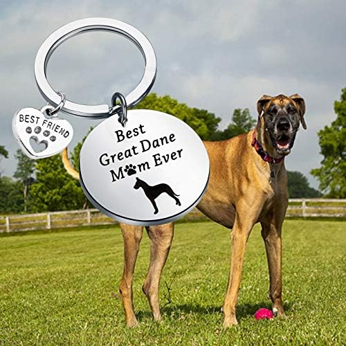 Fustmw Great Dane Lover Gifts Best Great Dane Mom Ever Keychain Great Dane Mom Gifts Para donos de cães