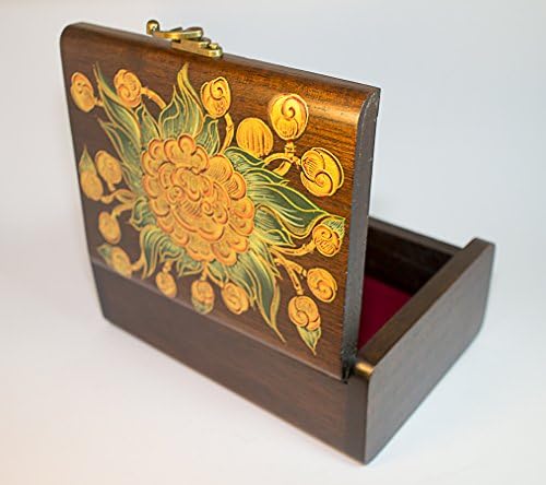 Caixa de presente de jóias de madeira de teca tailandesa artesanal com a antiga caixa de coletores
