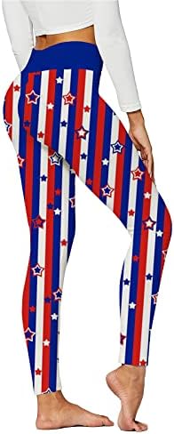 Iqka feminino ioga legging 4 de julho American Flag Stars and Stripes Calças patrióticas Treino de cintura