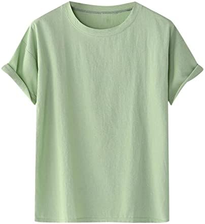 Camiseta de linho para masculino de manga curta Tops de verão bordado nuvem impressão de fit solto tshirt de pulôver casual
