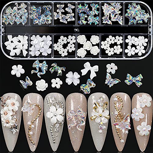 FLOR FLOR UNID CHARMS Decoração de 60pcs glitter borboleta unhas de unhas Decalques adesivos Design
