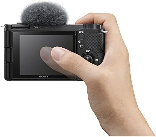 Câmera Sony ZV-E10 sem espelho com lente de 16-50 mm com cartão de memória Transcend 64 GB + tripé flexível + bolsa de câmera + pacote de kit de limpeza
