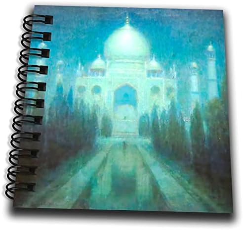3drose Taj Mahal Índia Arte vintage branca Palácio indiano mole azul. - desenho de livros