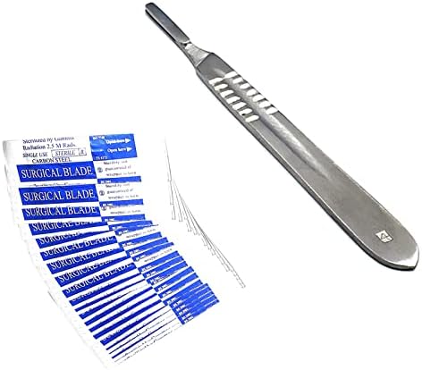 Blades de bisturi de Aaprotools #22 Inclui #4 alça de metal - Adequado para Dermaplaning, Crafts, Medic/Surgi Instrumentos/Pacote de Equipamentos de 20