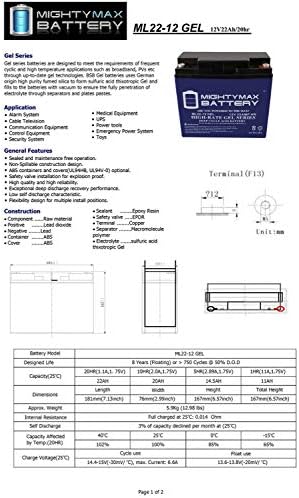 12V 22AH Gel Battery substitui alarmes de luz 8700018 Osg12e3-4 pacote