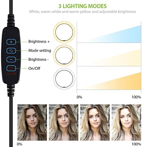 Anel de selfie brilhante Tri-Color Light Compatível com seu LG F180L 10 polegadas com remoto para