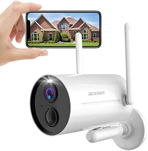 Câmera de segurança AceSee Câmera externa sem fio, Battery Wi-Fi Câmera de vigilância doméstica