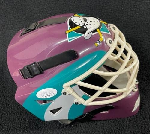 Jean -Sebastien Gigure assinou Anaheim Mighty Ducks Mini Goalie Mask JSA CoA - Capacetes e máscaras