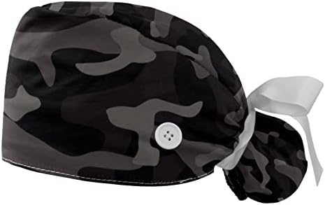 Niaocpwy 2 Pacote de trabalho feminino com botões Trecy Back Back Camouflage cinza capas de cabelo comprido