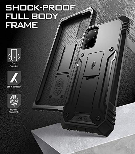 Série de Revolução Poética para o caso Samsung Galaxy S20 Plus/Galaxy S20+, cobertura protetora de camada dupla de Body-Body de corpo inteiro com Kickstand, sem protetor de tela embutida, Black