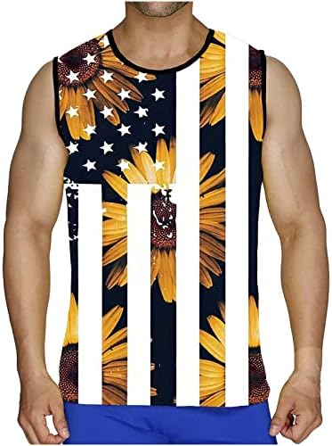 Wodceeke American Flag Tank Men, camisas musculares para homens moda 4 de julho Camisas 1776 Tampas de