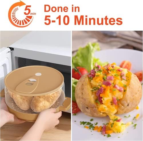 Microondas Batata Pooker Cozes em minutos macios e macios, 8 em aparelhos de cozinha a vapor de batata assados,