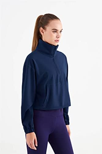 Altiland Half Zip Pullover Cropped Jackets para mulheres trepadeiras de manga longa Athletic Running Yoga Shirts