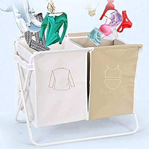 WPYYI Double Laundry Horter Corde cesto com sacos de alça à prova d'água, dobrar o x-frame 2 seções cestas de lavanderia sujas para apartamento em casa
