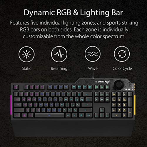 Combo do mouse de teclado para jogos ASUS TUF | Teclado K1 RGB, M3 Mouse leve, Aura Sync RGB Iluminação, design