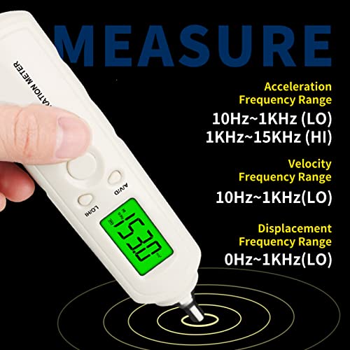 Vibrômetro AS63D, Medidor de vibração digital do tipo LCD Backlit Tipo de caneta, testador de analisador