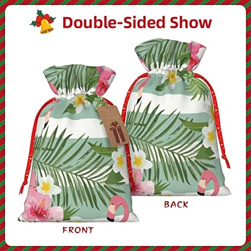 Sacos de presentes de natal de traços de natal tropical-flamingo-floral apresenta sacos de embrulho sacos de