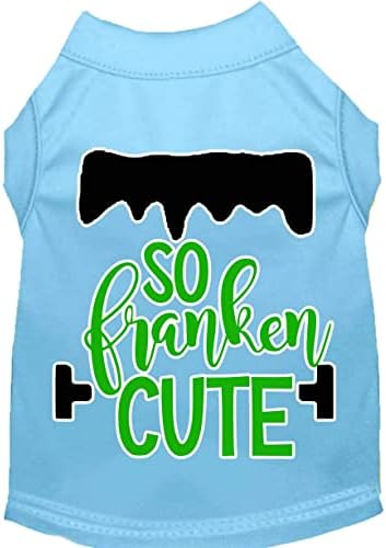 Então Franken Camisa de cachorro impressa de tela fofa xs cinza