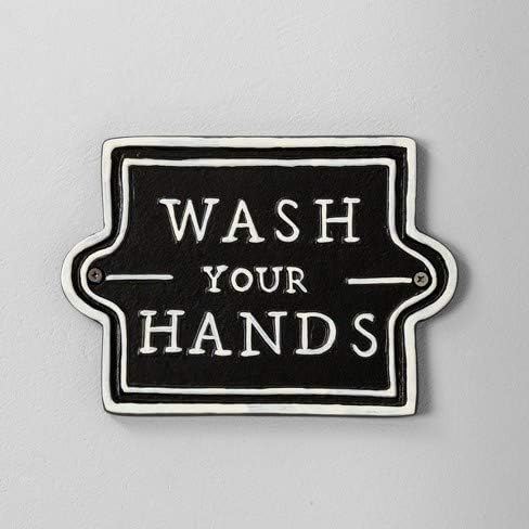 Hearth & Hand com Magnolia Banheiro Sinal de parede - Lave as mãos em preto