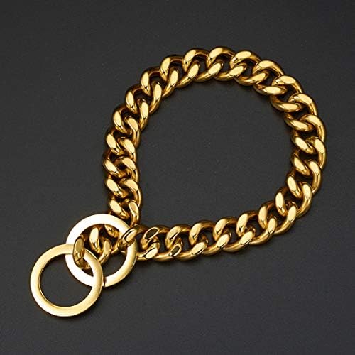 Aiyidi Dog Chain Gollar Gold/Prata Aço inoxidável de 12 mm de largura Link Chain Chain Dogs Colar Collar