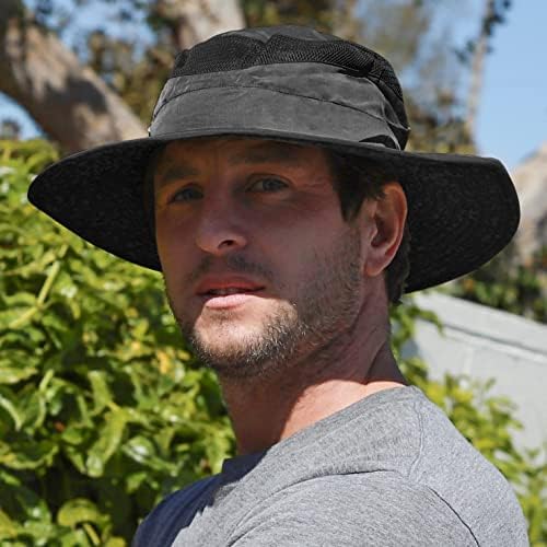 Tirrinia Wide Brim Sun Chapéu para homens, chapéu de pesca dobrável, chapéu com malha respirável e banda de moletom,