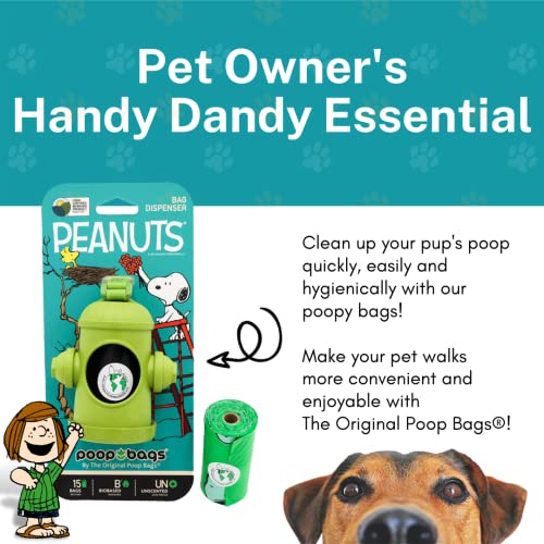 The Original Poop Bags® - USDA Certified 38% de cocô de cocô de bióbio - Dispensador de Snoopy de Peanuts®