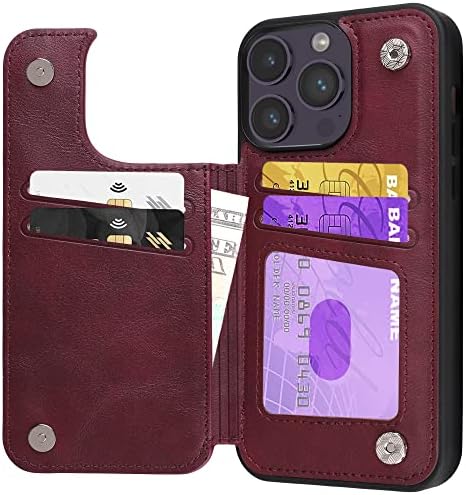 KEDOO para iPhone 14 Pro Caixa de carteira com cartão de cartão, CATO DE BLOCODO RFID de couro PU, fecho