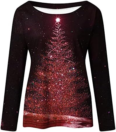 Camisas de manga comprida para mulheres 2022 Camisas de Natal iluminam a blusa e tops de caça de neon de casbulantes