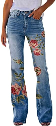 Além de calças de vestido para mulheres calças femininas casuais, padrão de bainha larga de jeans