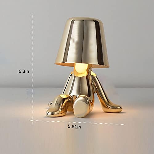 Lâmpada de mesa de controle de toque de cabeceira de Ledholyt, lâmpada de mesa de tabela de estátua do pensamento Golden Man, recarregável USB, escurecimento de 3 velocidades, luminador de mesa decorativo da sala de estar em casa.
