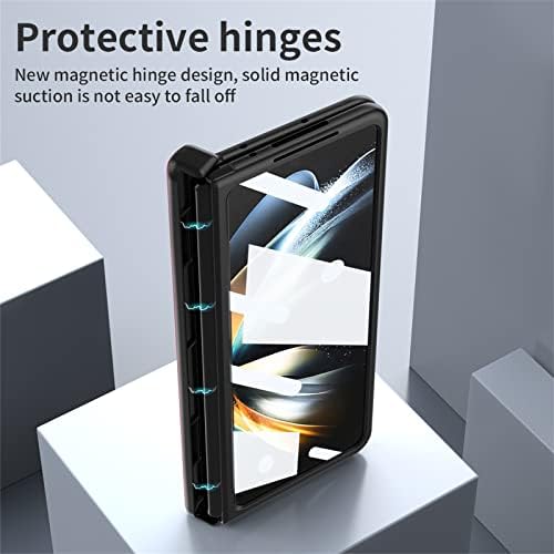 Galaxy Z dobra 3 estojo, proteção magnética Proteção de couro Luxury dobro 3 estojo com kickstand