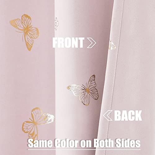 Jubilantex cor de borboleta rosa cortinas de 2 painéis de 2 polegadas de comprimento para garotas quarto