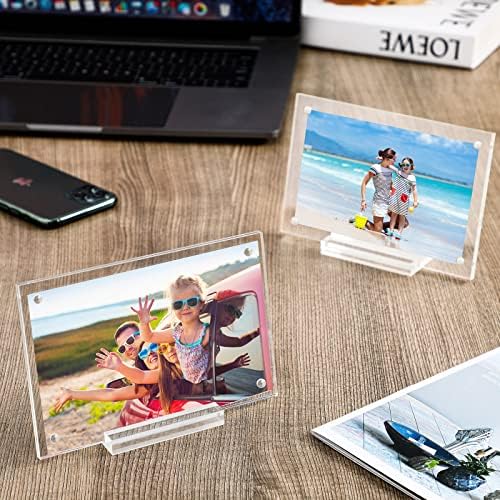 4 Pacote de imagem acrílica Frame 4x6 Clear Magnetic Picture Frame Desktop Display Double -Sides Fool Frames
