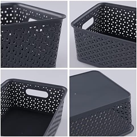 Cand 6 Pack Organizing Binkets Bin para cestas de tecido de plástico cinza multiuso