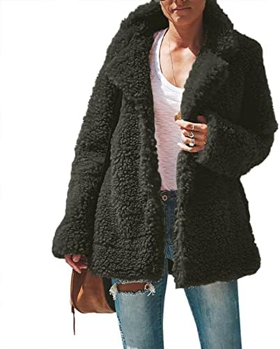Moda de outono feminino 2022 casacos difusos jaqueta fofa de cor sólida cor de cardigan de inverno de inverno