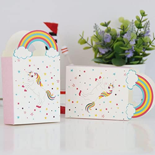 NUOBESTY 10PCS Unicorn Candy Bags Caixa de chocolate Caixa de chocolate Caixa de embalagem Papel