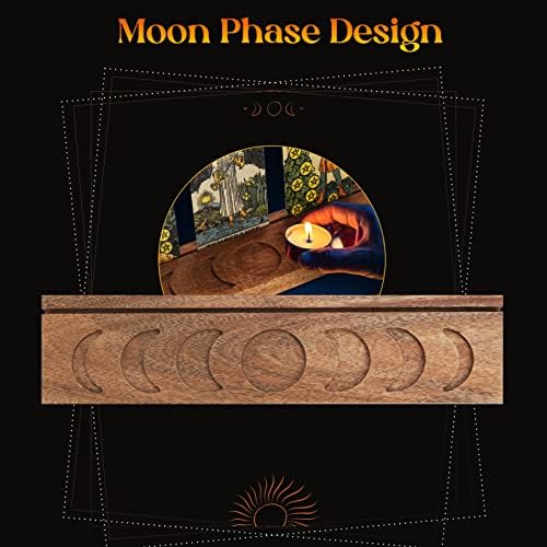 Ceiner Wooden Tarot Card Titular com fase da lua, Witchy Stand para Oracle Lenormand Meditação,