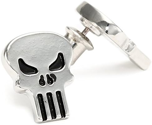 Marvel Comics Punisher Skull Silver Tone Stud Brincos oficialmente licenciados pela Marvel + Comic